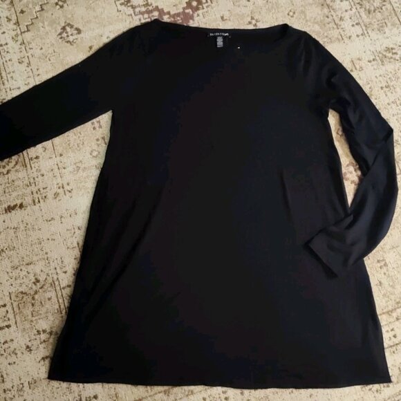 New Eileen Fisher Black Long Sleeve Shirt Top Tunique XXS to S Made in USA - Picture 1 of 9